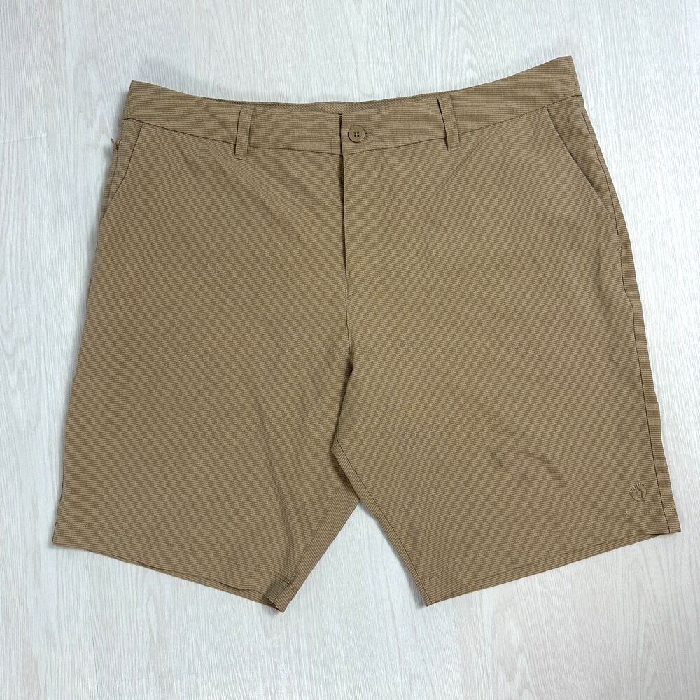 Hang Ten Men's Beige Chino Shorts Flat Front Slash Pockets Button Size 38